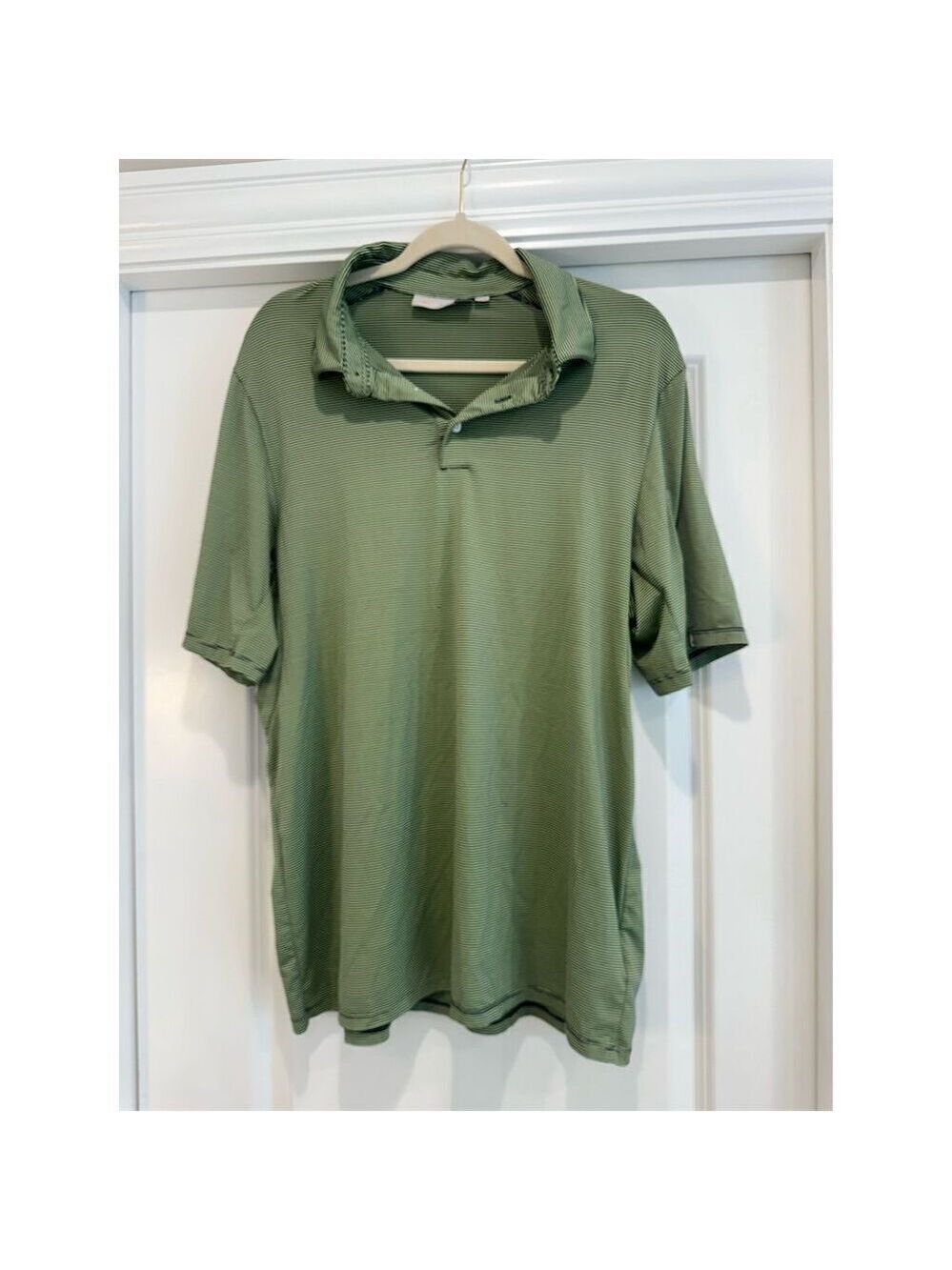 KJUS Men's Green Striped Polo Shirt Size L UPF 50+ Golf Outdoor